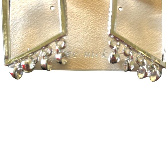 Sparkle Women's Silver Tone Geometric Drop Earrings With Rhinestone Accents - Picture 2 of 5